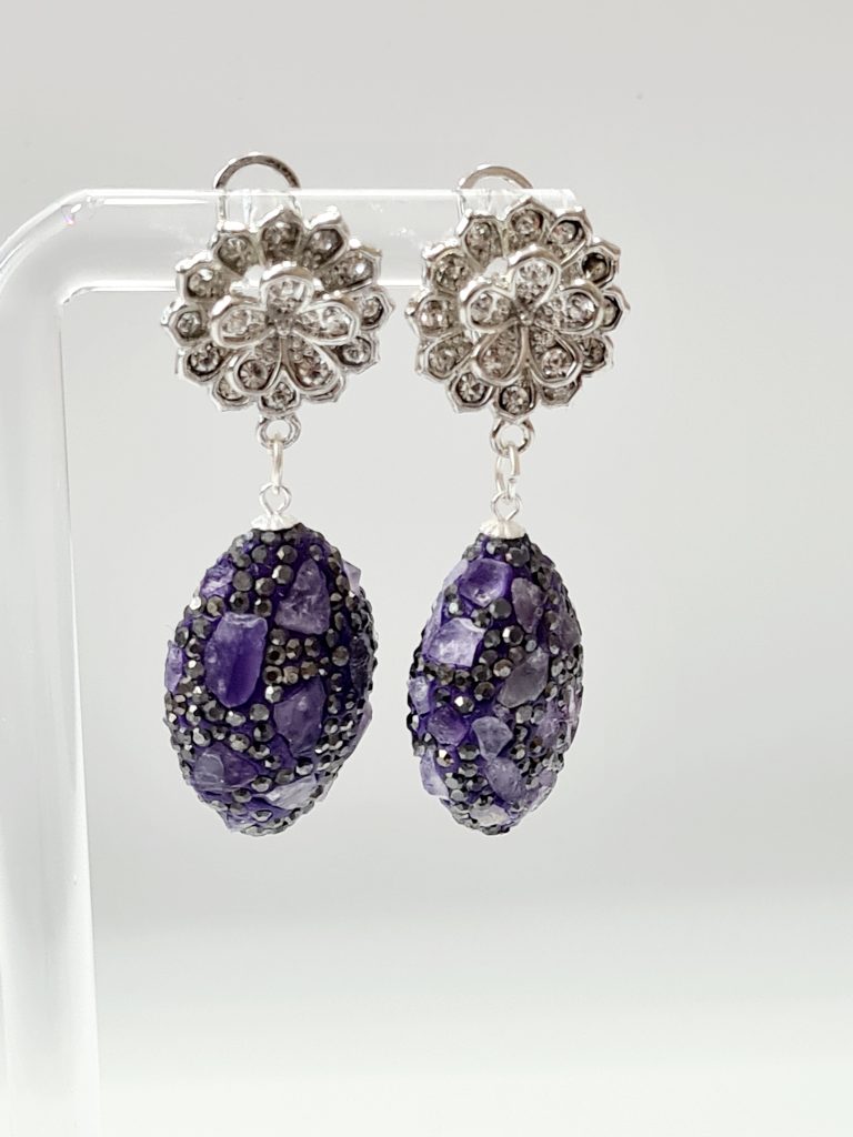 Natural Purple Quartz Drop Earrings