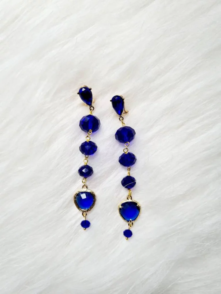 Blue Crystal earrings with Vermeil gold