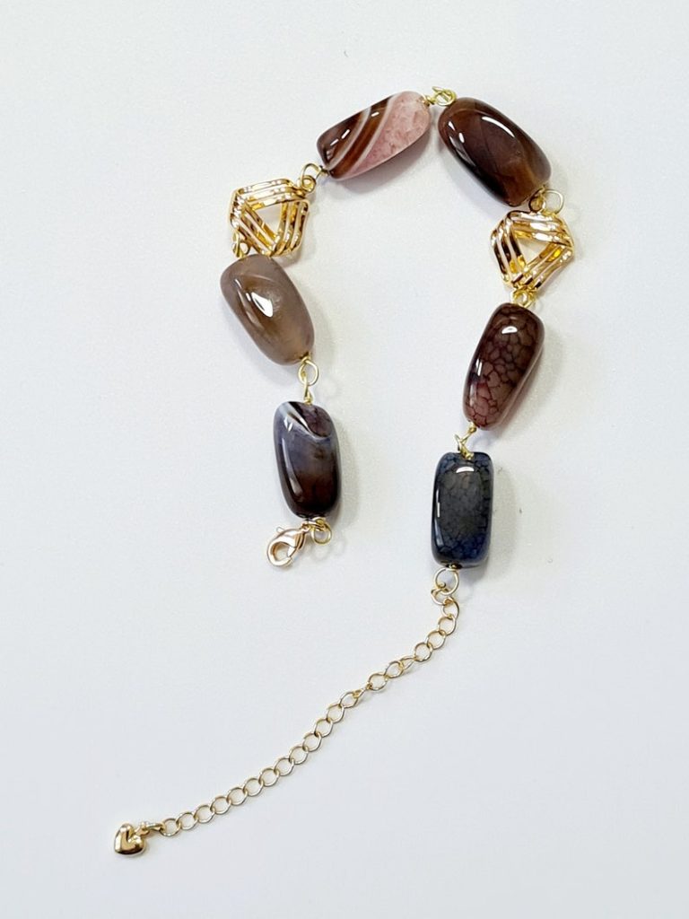 Nuanua Bracelet – Multicolored Agate with 24 carat gold connector