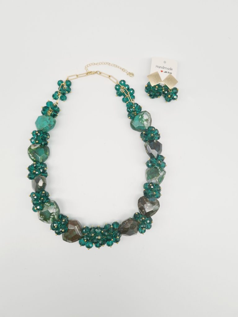Amelia – Dragon Vein Agate Necklace Set